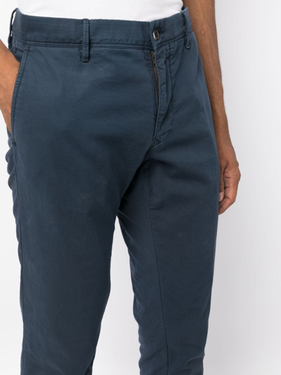 Shop Incotex Tapered-leg Stretch-cotton Chino Trousers In Blue