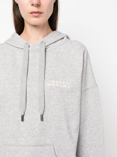 Shop Isabel Marant Scott Logo-embroidered Hoodie In Grey