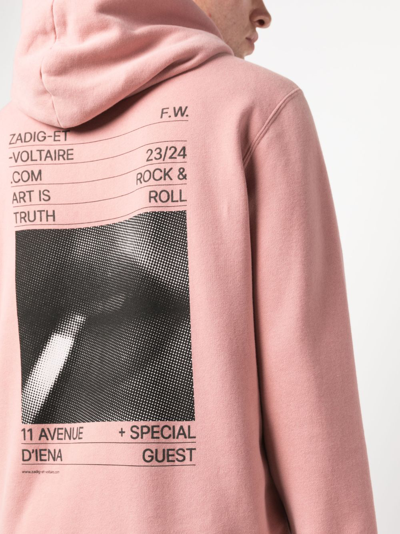 Shop Zadig & Voltaire Photograph-print Cotton-blend Hoodie In Pink
