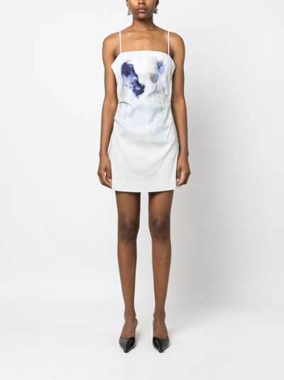 Shop Acne Studios Tie-dye Print Mini Dress In Blue