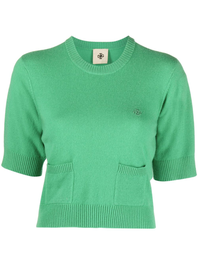 Shop The Garment Como Logo-embroidered Knitted Top In Green