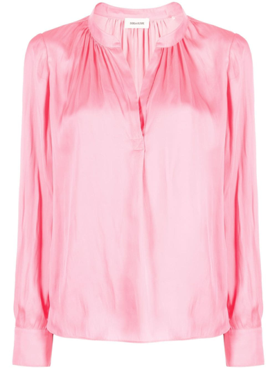 Shop Zadig & Voltaire Tink Satin Blouse In Pink