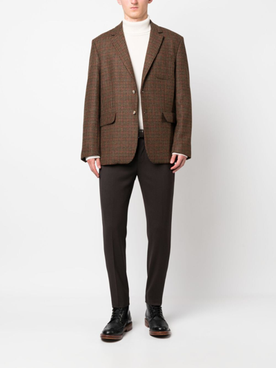 Pt Torino Mid-rise Wool Tailored Trousers In Brown