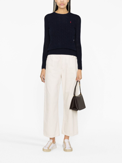 Polo Ralph Lauren Logo-embroidered Wool-cashmere Jumper In Blue