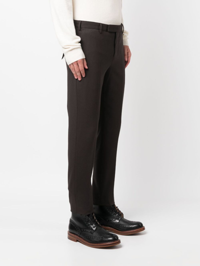 Pt Torino Mid-rise Wool Tailored Trousers In Brown