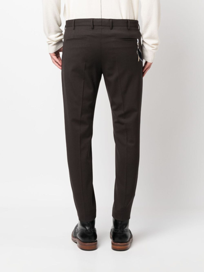 Pt Torino Mid-rise Wool Tailored Trousers In Brown