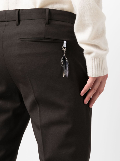 Pt Torino Mid-rise Wool Tailored Trousers In Brown