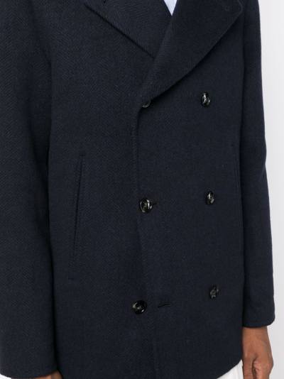 Shop Kiton Double-breasted Cashmere Jacket In Blue