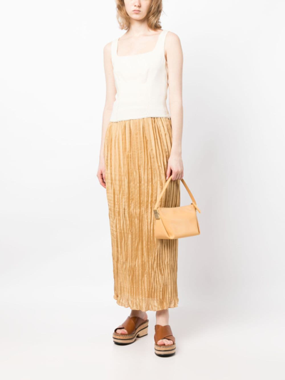 By Malene Birger + Net Sustain Elisas Plissé Organic Silk Maxi Skirt In Gold