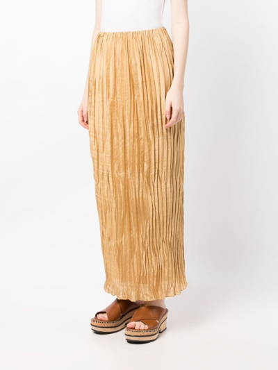 By Malene Birger + Net Sustain Elisas Plissé Organic Silk Maxi Skirt In Gold