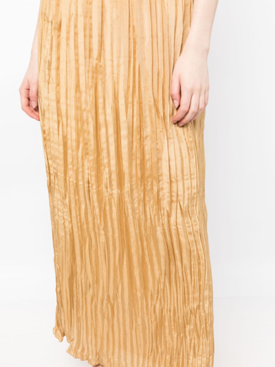 Shop By Malene Birger Elisas Plissé-effect Maxi Skirt In Gold