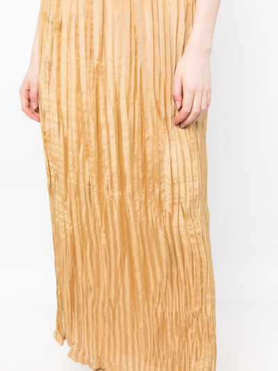 By Malene Birger + Net Sustain Elisas Plissé Organic Silk Maxi Skirt In Gold