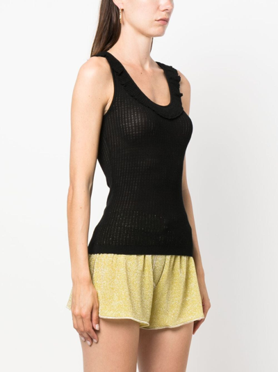 Shop Blumarine Ribbed-knit Wool Tank Top In Black