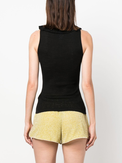 Shop Blumarine Ribbed-knit Wool Tank Top In Black