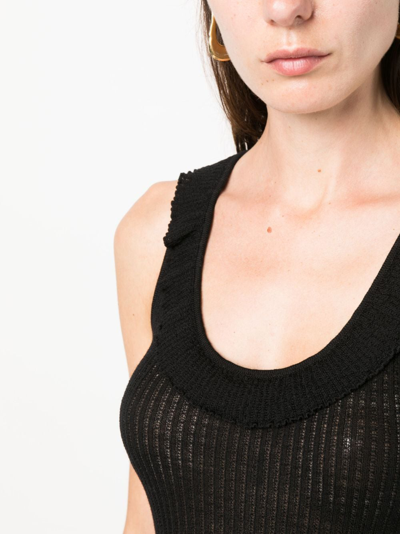 Shop Blumarine Ribbed-knit Wool Tank Top In Black