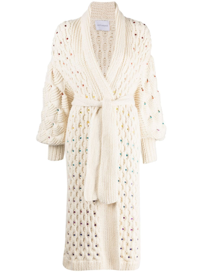 Shop Letanne Julia Embellished Cashmere Cardi-coat In White