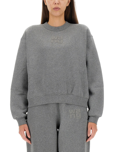 Shop Alexander Wang T Sweatshirt With Logo In Grey