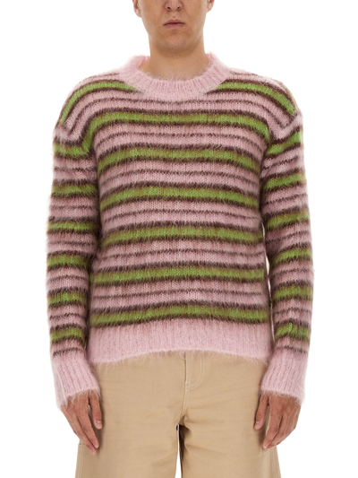 Marni Striped Mohair-blend Sweater In Multicolour