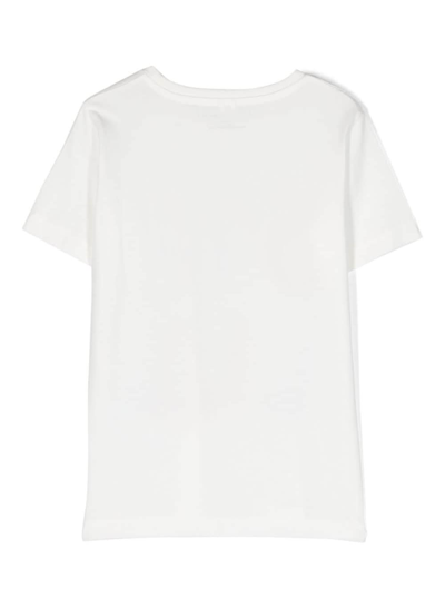Shop Stella Mccartney T-shirt A Maniche Corte Con Maxi Stampa Logo In Cotone Multicolor Bambina In White