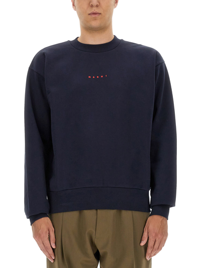 Shop Marni Sweatshirt With Logo In Blu