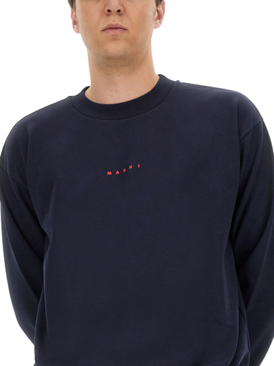 Shop Marni Sweatshirt With Logo In Blu