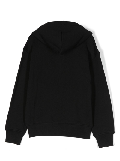 Shop Moschino Black Hoodie With Contrasting Maxi Logo In Cotton Boy