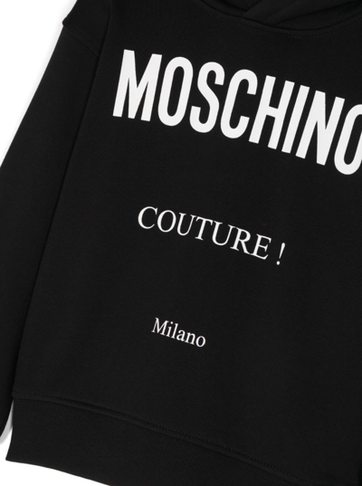 Shop Moschino Black Hoodie With Contrasting Maxi Logo In Cotton Boy
