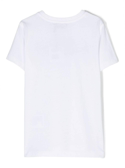 Shop Moschino White T-shirt With Contrasting Maxi Logo Print In Cotton Boy