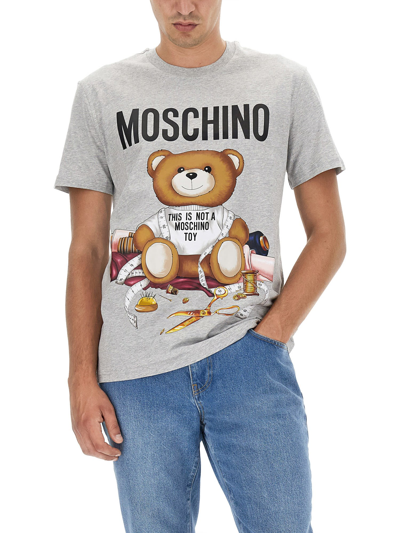 Shop Moschino Teddy Bear T-shirt In Grigio