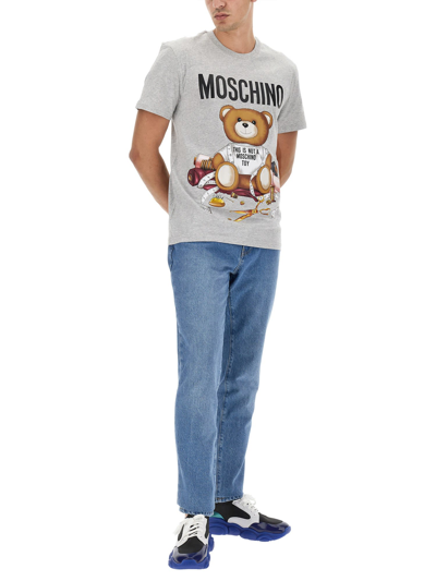 Shop Moschino Teddy Bear T-shirt In Grigio