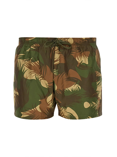 Shop Moschino Camouflage Swimsuit In Verde