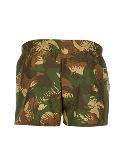 Shop Moschino Camouflage Swimsuit In Verde
