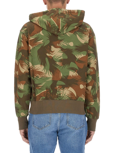 Shop Moschino Camouflage Sweatshirt In Verde