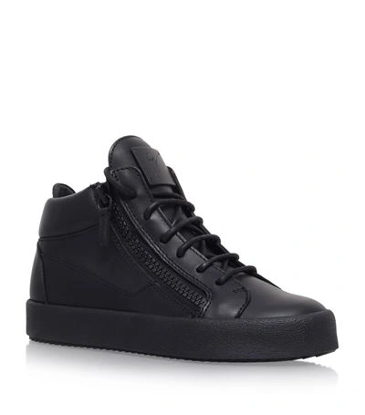 Giuseppe Zanotti Leather Mid-top Sneakers In Black