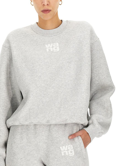 Shop Alexander Wang Sweatshirt With Embossed Logo In Grey