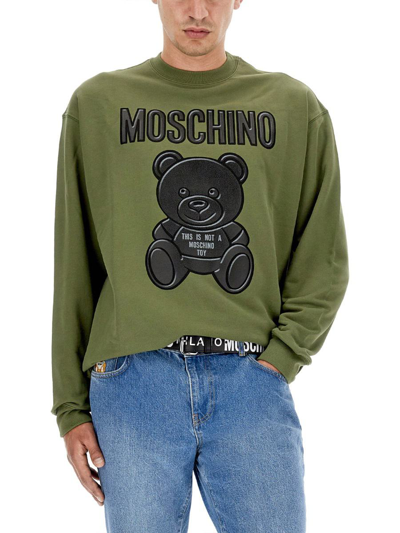 Shop Moschino Teddy Bear Sweatshirt In Green