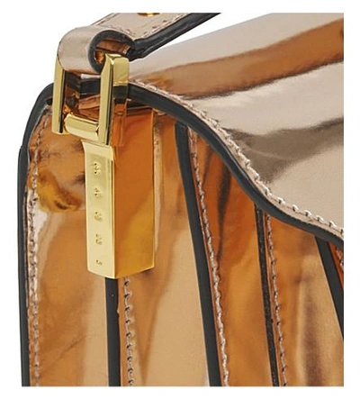 Shop Marni Mini Trunk Metallic-leather Shoulder Bag In Macaroon