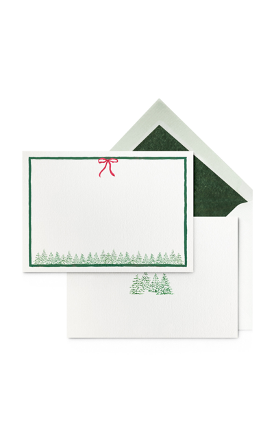 Shop Clementina Sketchbook Set-of-ten Green Pines Hand-painted Stationary Cards In Multi