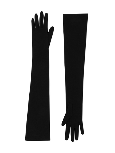 Shop Dolce & Gabbana Full-finger Jersey Long Gloves In Black