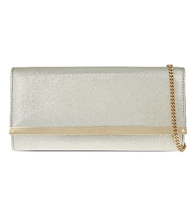 Jimmy Choo Milla Leather Glitter Clutch In Glitter Champagne