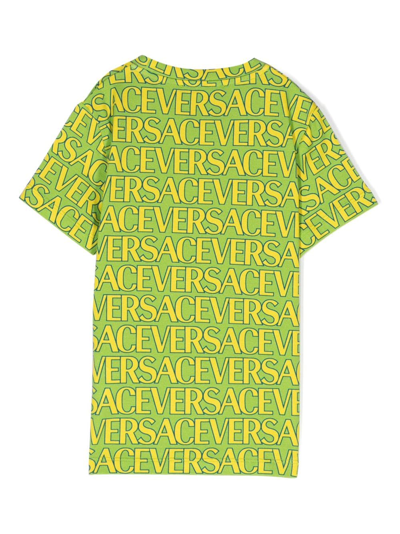 Shop Versace Allover Crew-neck T-shirt In Green