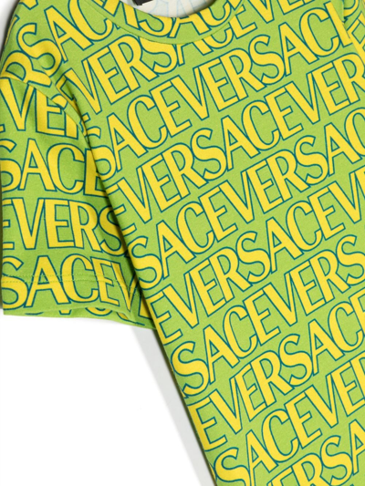 Shop Versace Allover Crew-neck T-shirt In Green