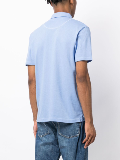 Shop Sunspel Riviera Short-sleeves Cotton Polo Shirt In Blue
