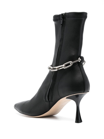 Shop Studio Amelia 70mm Chain-link Pointed-toe Boots In Black