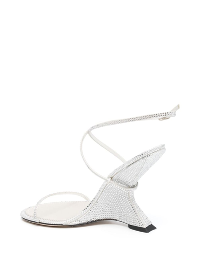 Shop Studio Amelia 110mm Crystal-embellished Wedge Sandals In White