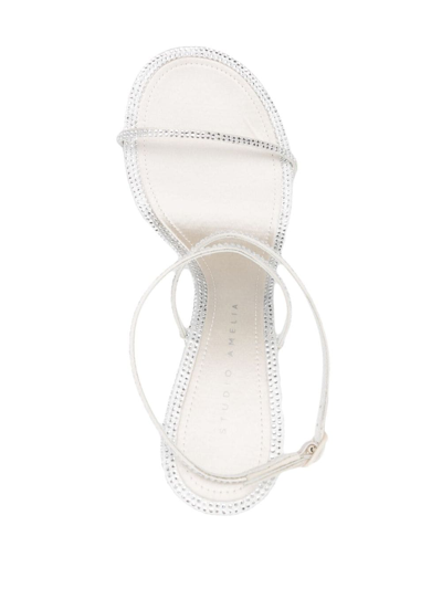 Shop Studio Amelia 110mm Crystal-embellished Wedge Sandals In White