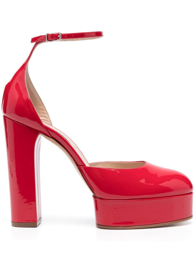 Shop Casadei 115mm Patent Platform Pumps In Red