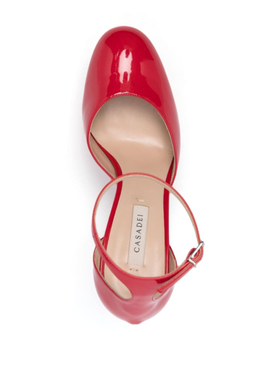 Shop Casadei 115mm Patent Platform Pumps In Red