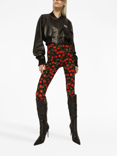 Dolce & Gabbana Short Leather Jacket With Long Sleeves In Black