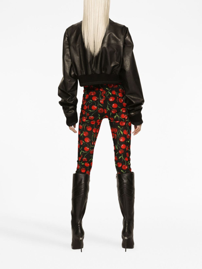 Dolce & Gabbana Short Leather Jacket With Long Sleeves In Black